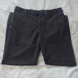 Mens Van Heuse  Black Flat-Front Dress Pants Flex Straight Leg 34x32